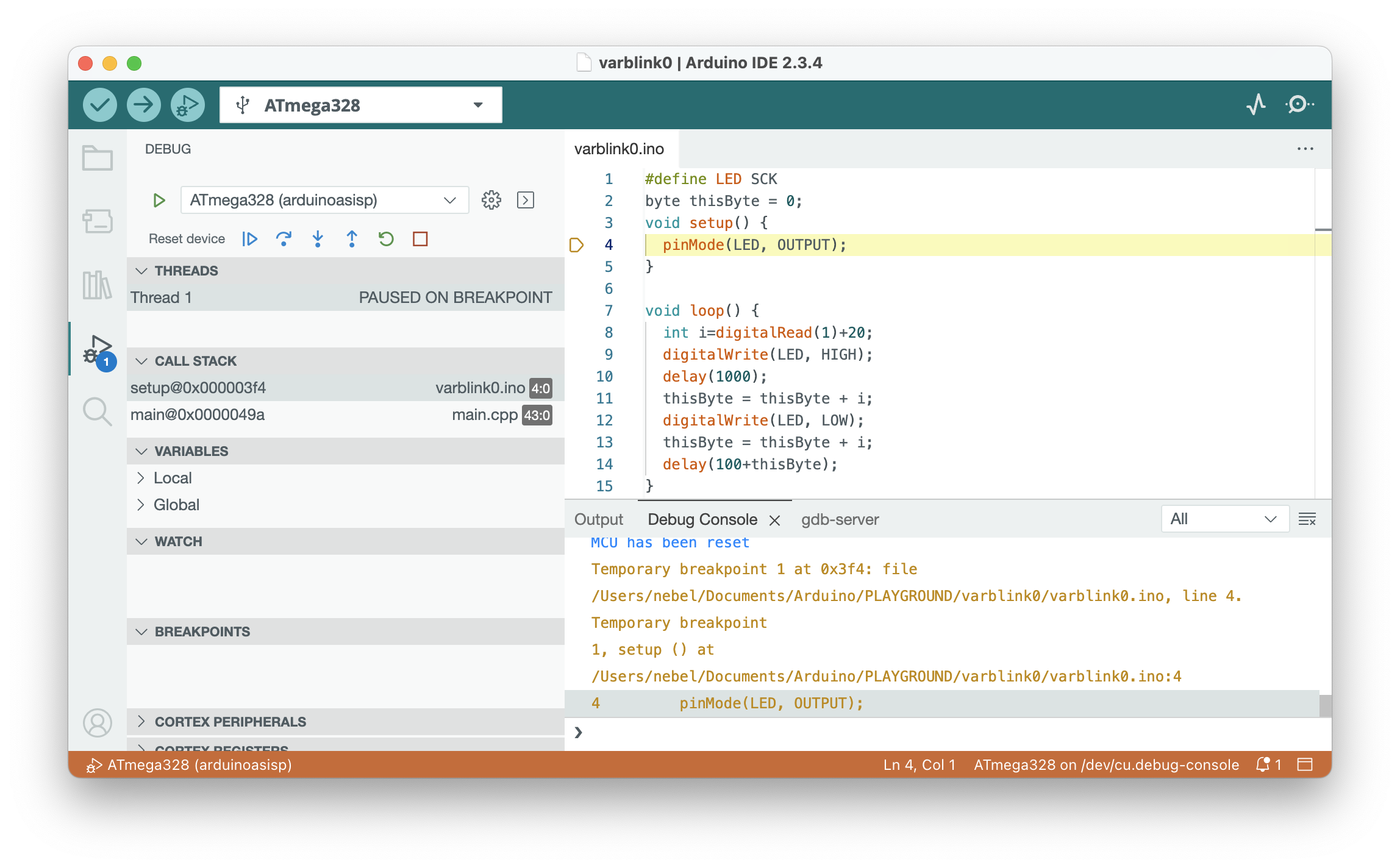 debug window